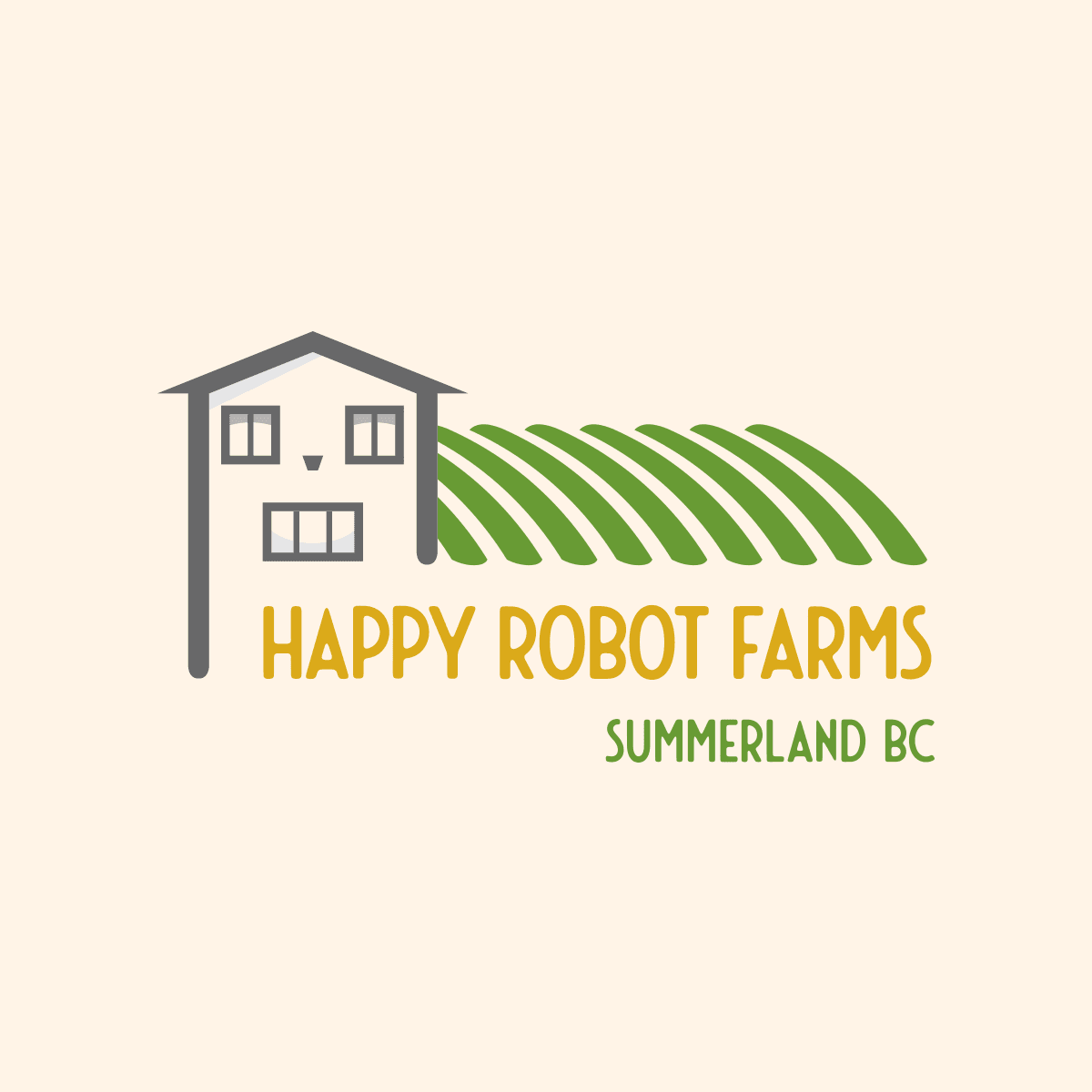 Logo design and brand identity for Happy Robot Farms in Summerland BC