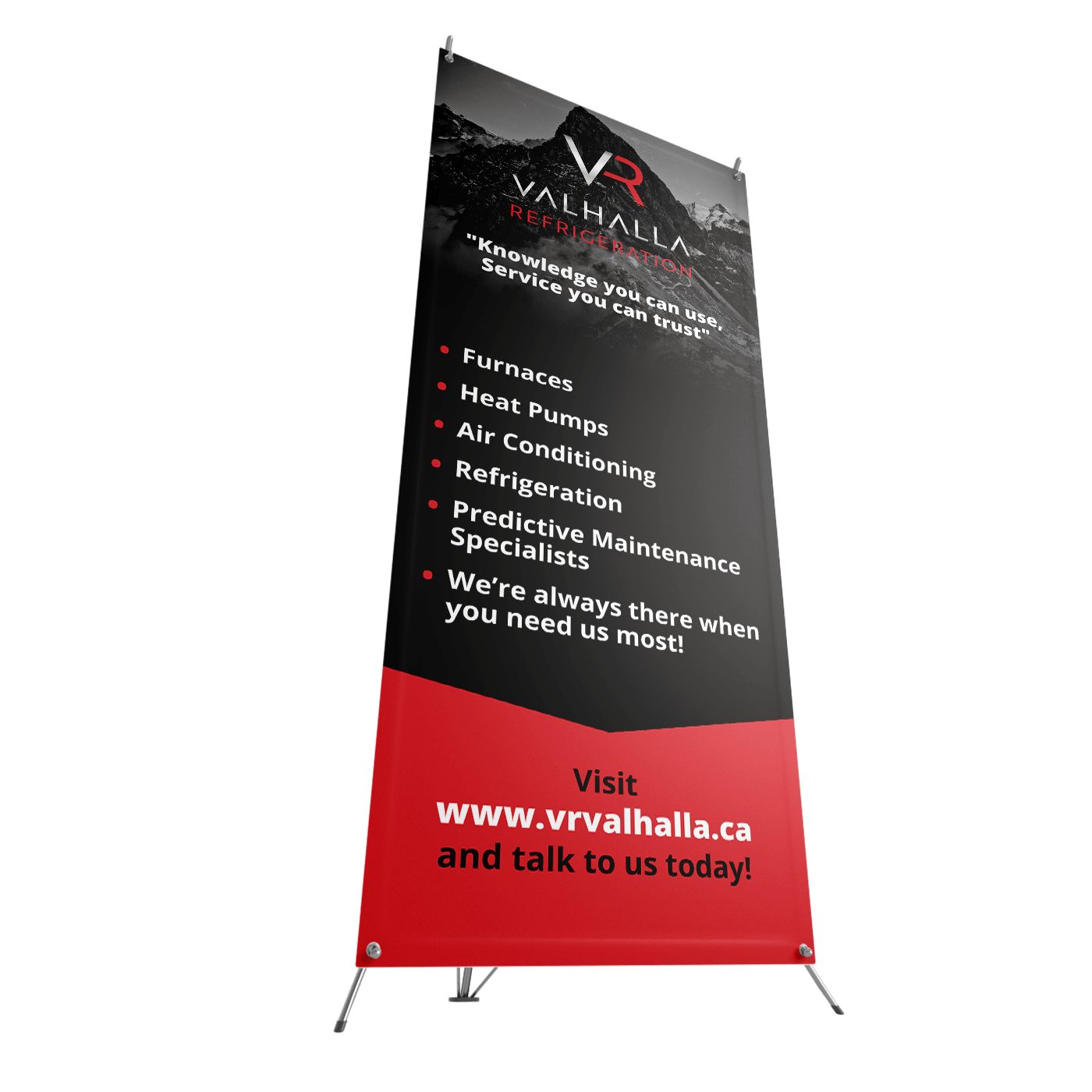 , Valhalla Refrigeration - Pop-up banner design and printing in Castlegar BC