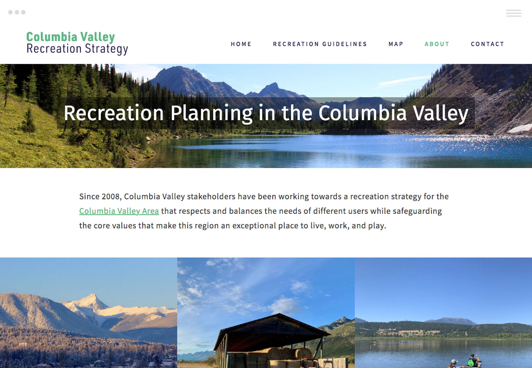 Branding and website design for Columbia Valley Recreation BC