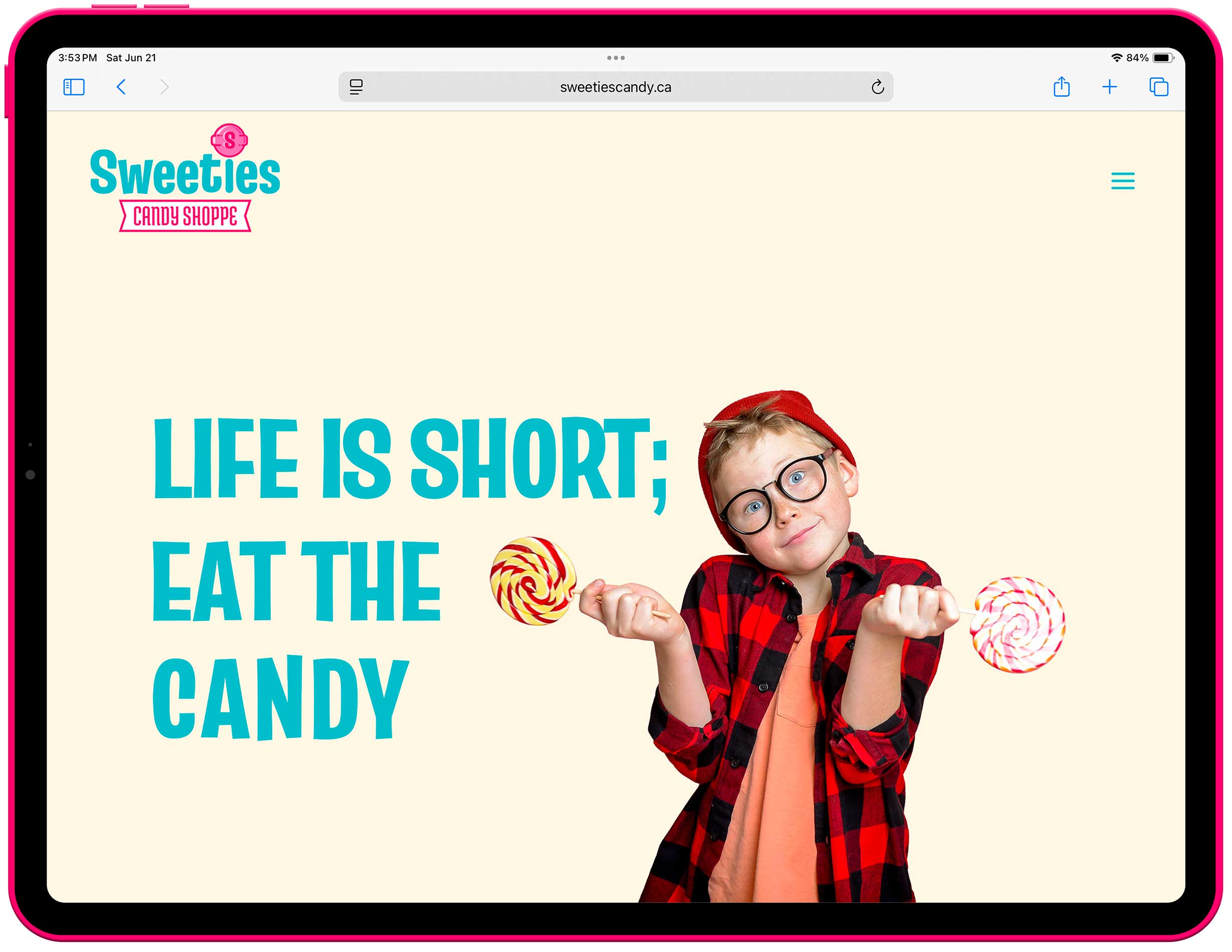 Website Design and Branding. Sweeties Candy Shoppe in Fernie BC.