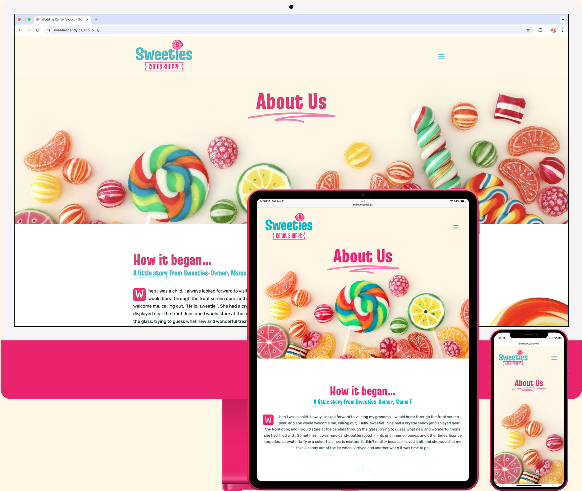 Web Design and Branding. Sweeties Candy Shoppe in Fernie BC.
