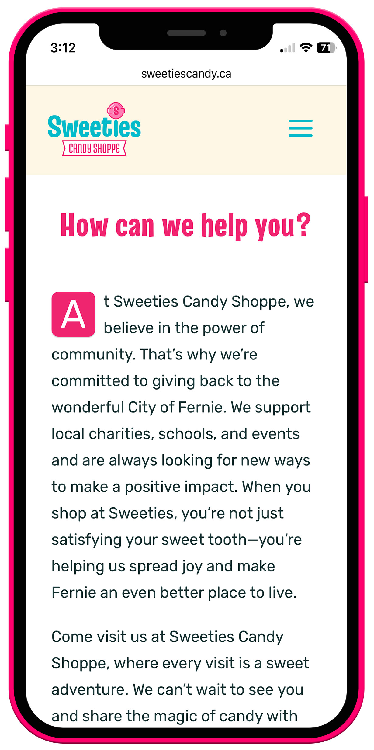 Branding and Identity Design. Sweeties Candy Shoppe in Fernie BC.